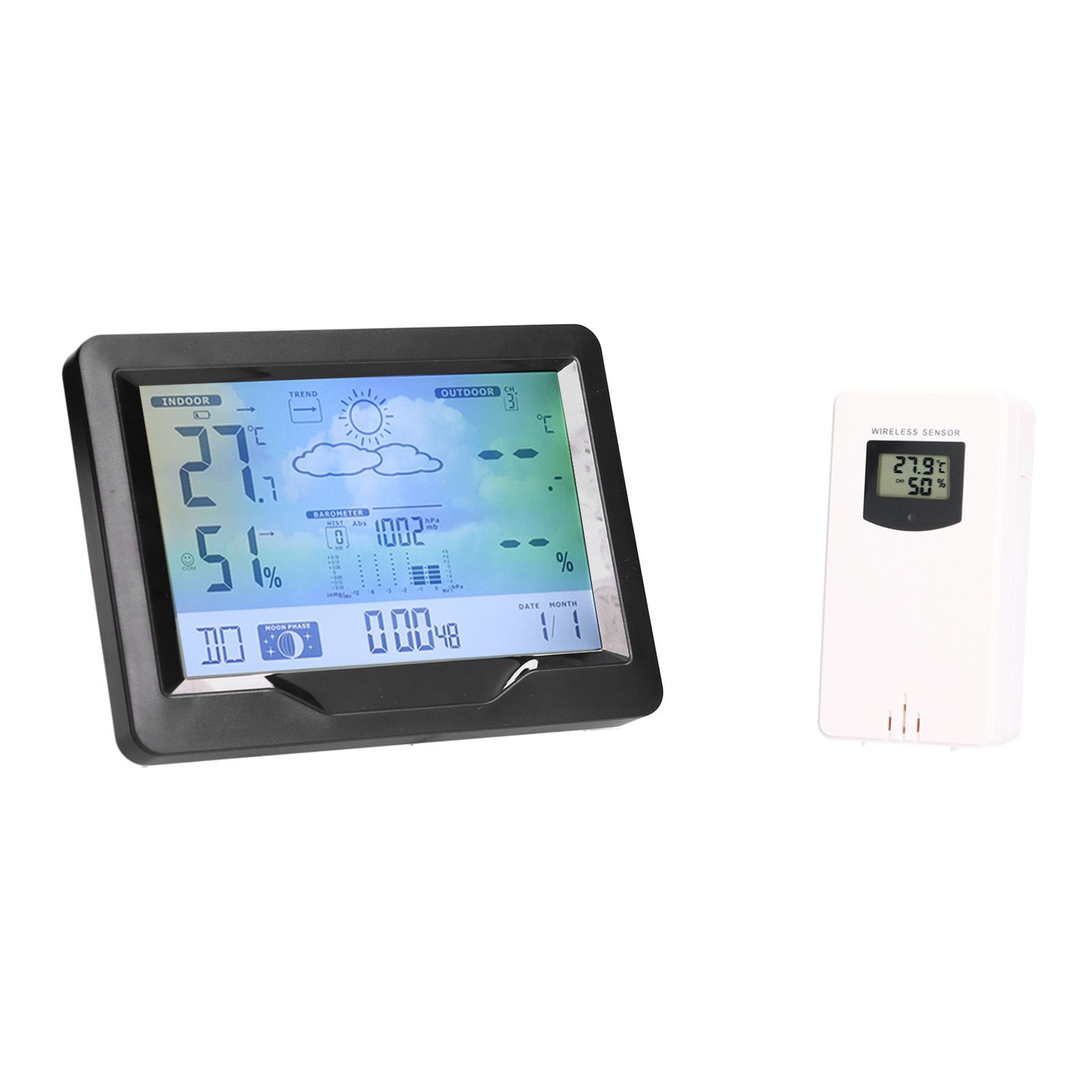 Color Screen Wireless Weather Clock Thermometer Hygrometer Electronic Clock view 6