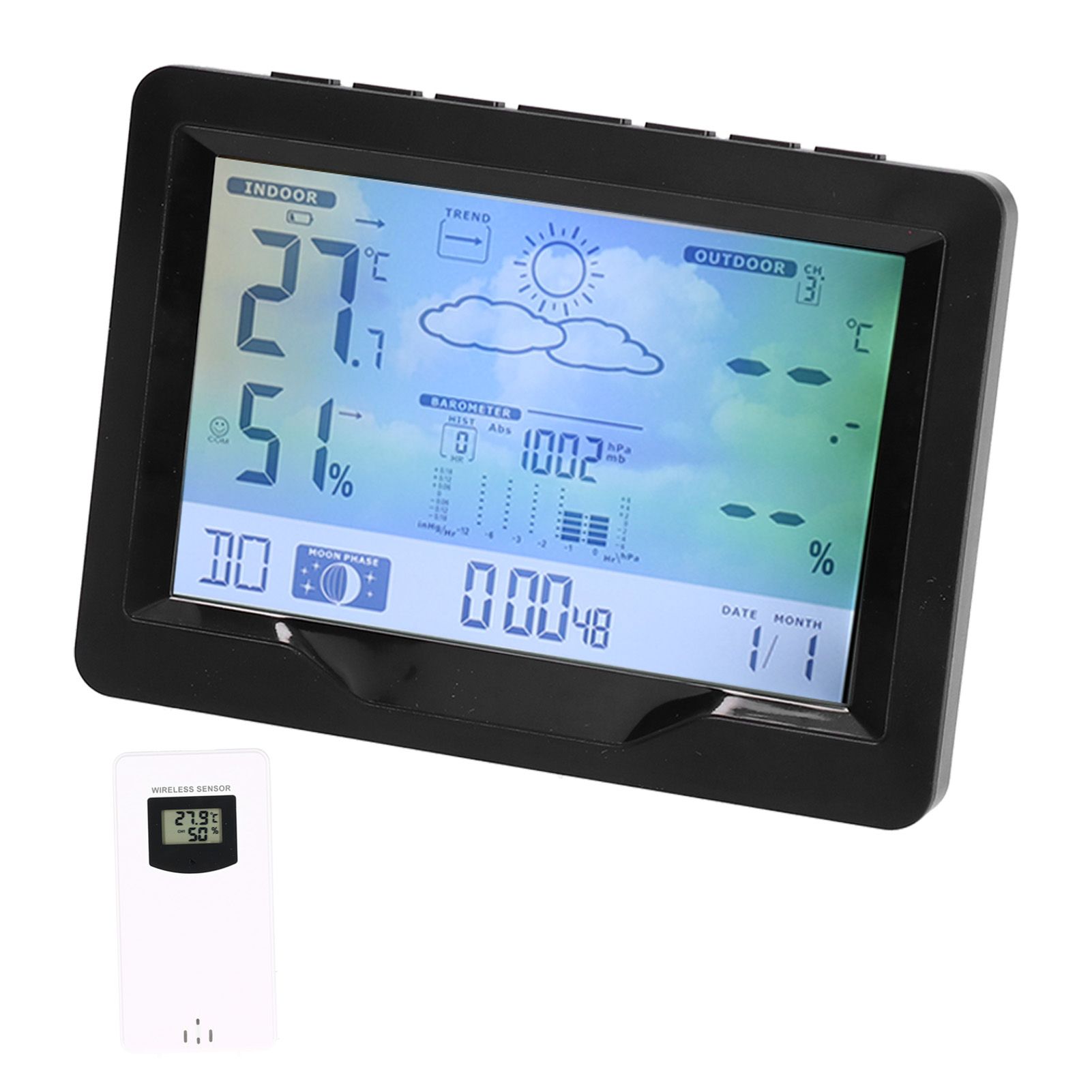 Color Screen Wireless Weather Clock Thermometer Hygrometer Electronic Clock view 7