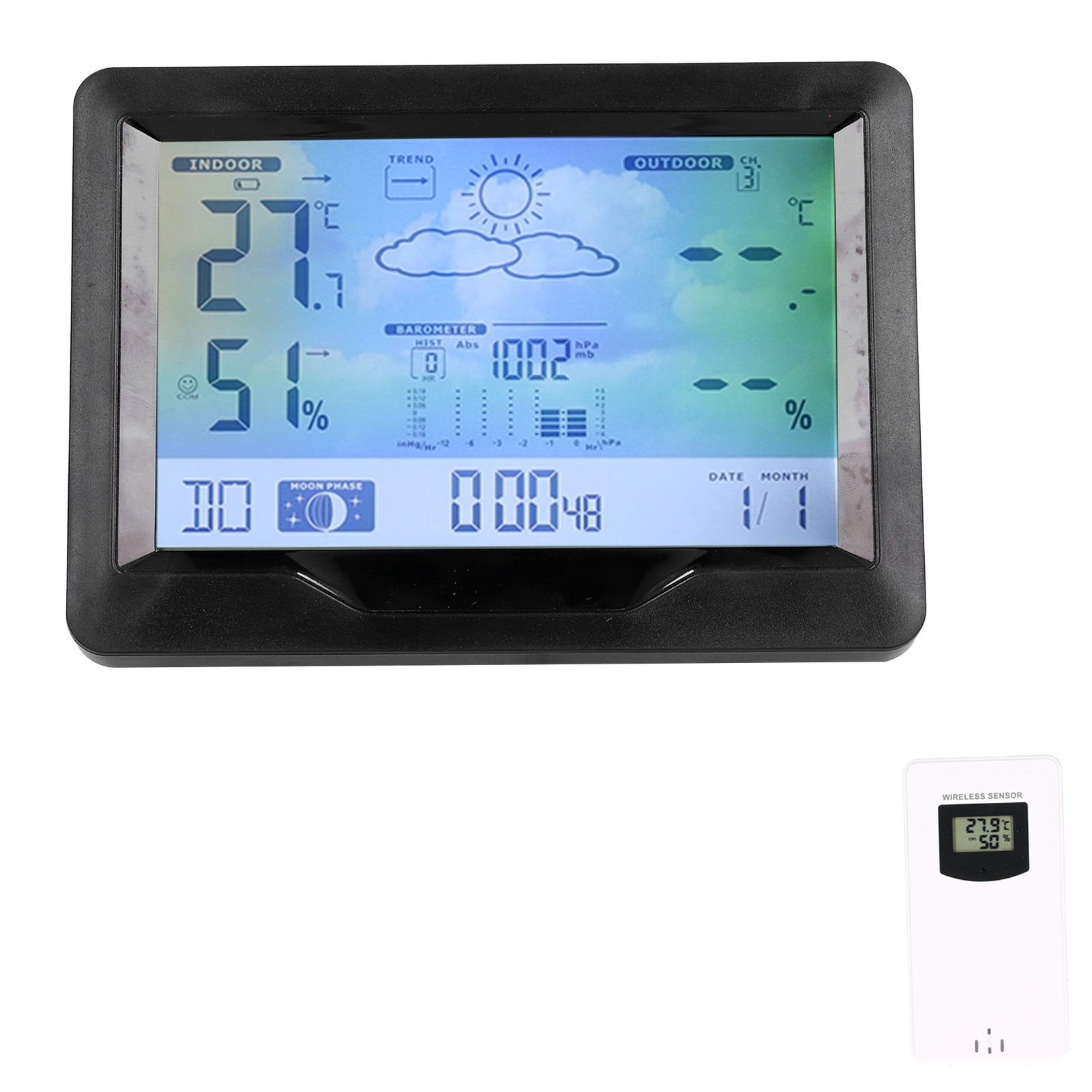 Color Screen Wireless Weather Clock Thermometer Hygrometer Electronic Clock view 10