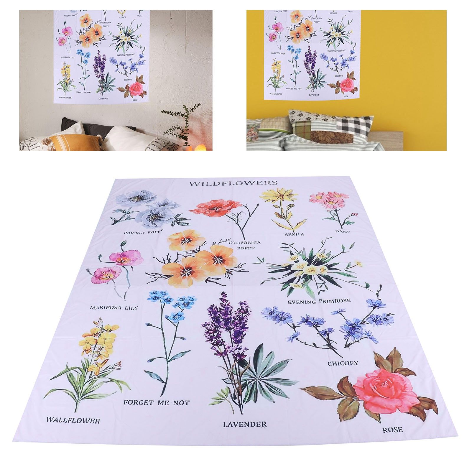 Wall Tapestry Beautiful Flower Pattern Hanging Blanket Living Room Background view 12