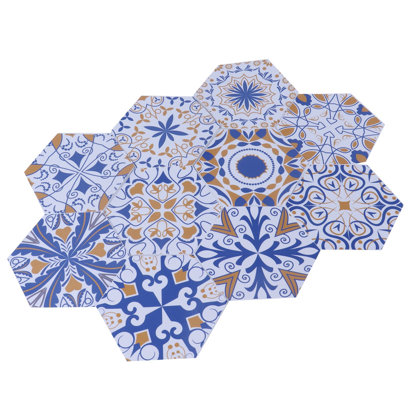 10Pcs Flower Pattern Tile Sticker Waterproof WearResistant Wall Stickers for