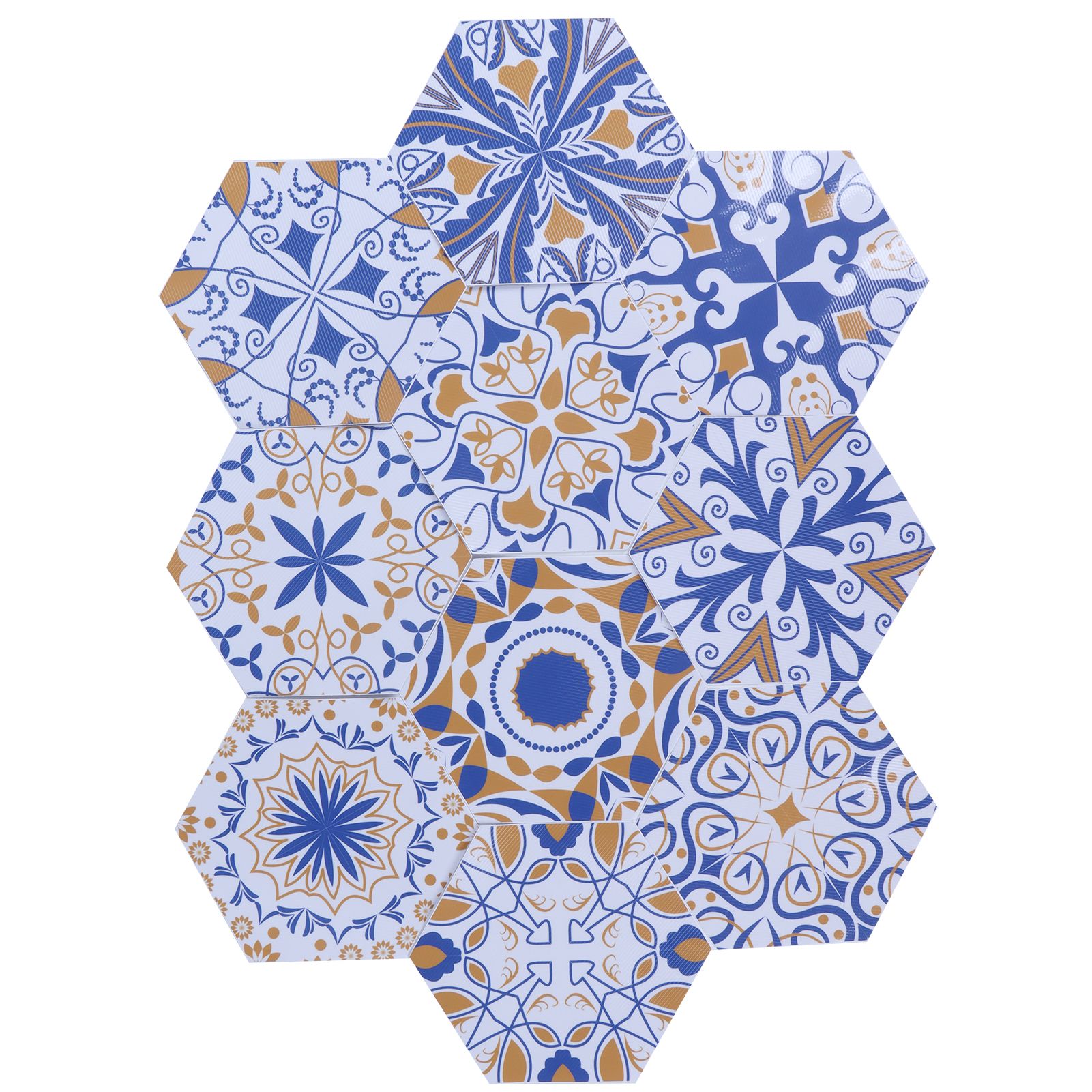 10Pcs Flower Pattern Tile Sticker Waterproof WearResistant Wall Stickers for view 4