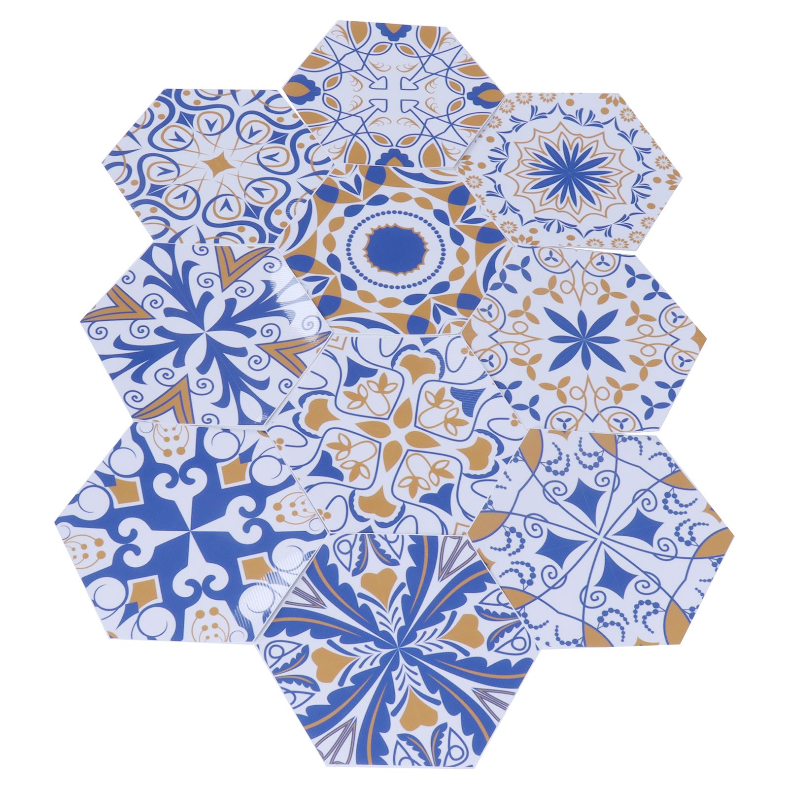10Pcs Flower Pattern Tile Sticker Waterproof WearResistant Wall Stickers for view 9