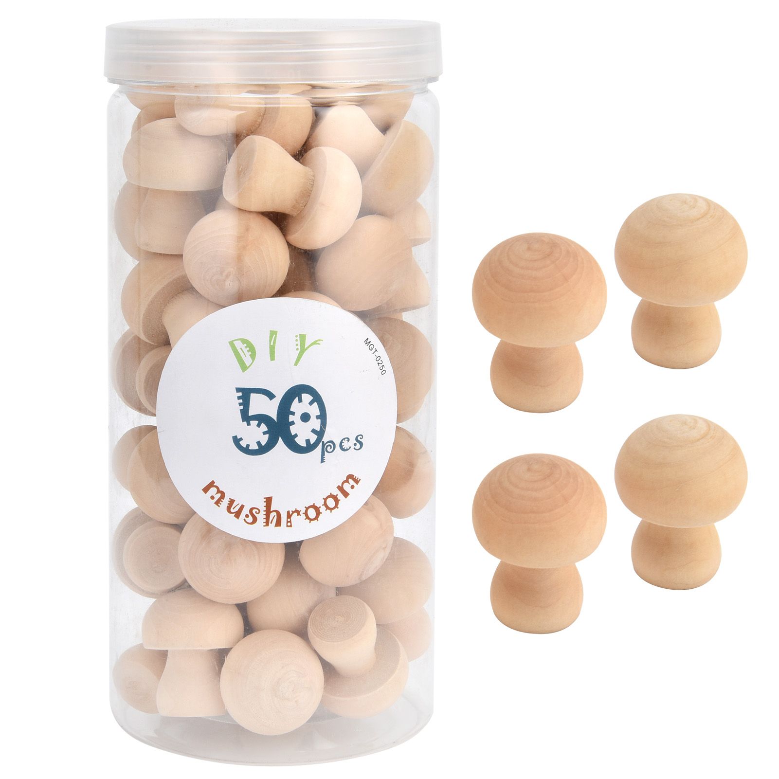 Wooden Mushroom Ornament 50pcs Wood Mushroom Toy for Home Office Desktop view 4