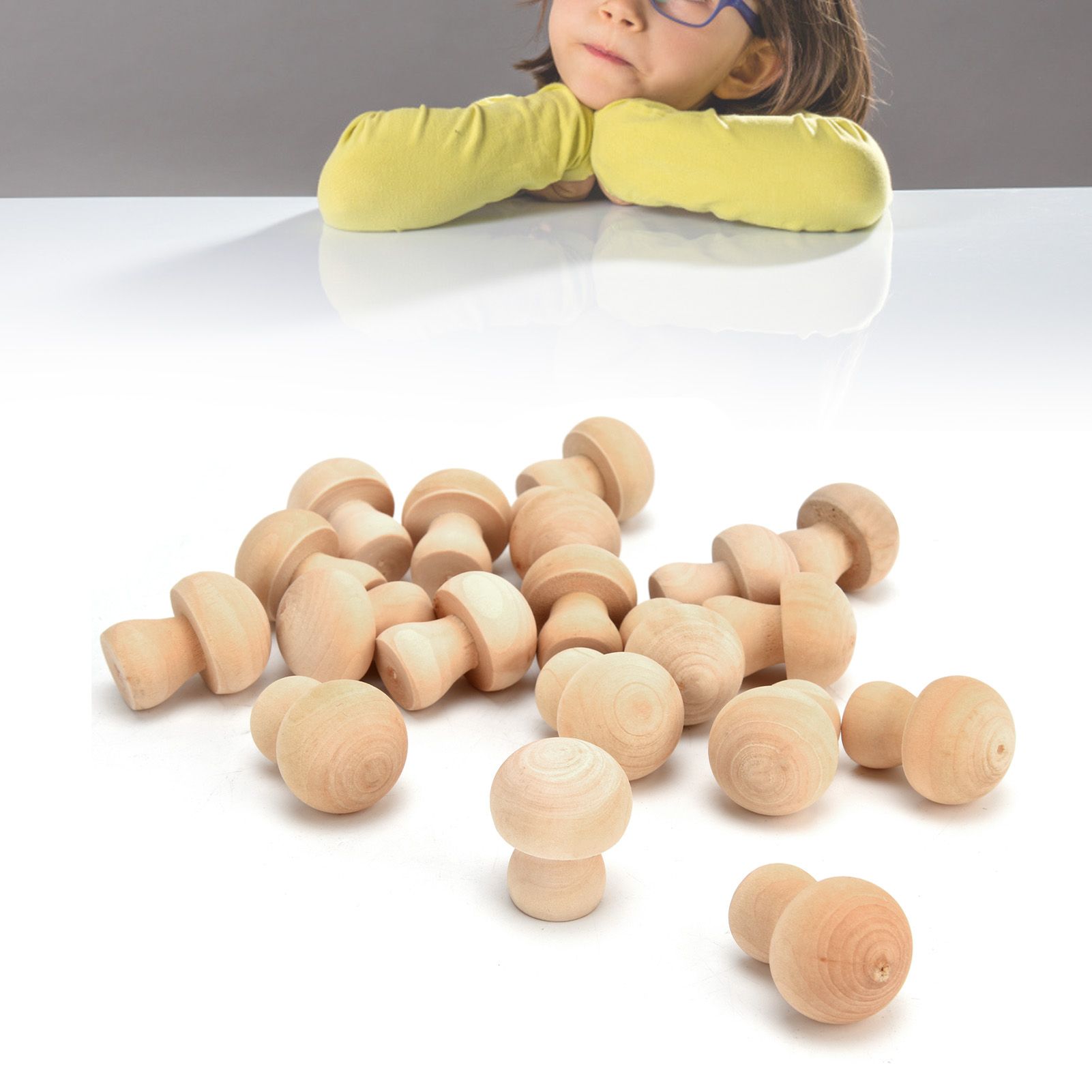 Wooden Mushroom Ornament 50pcs Wood Mushroom Toy for Home Office Desktop view 11