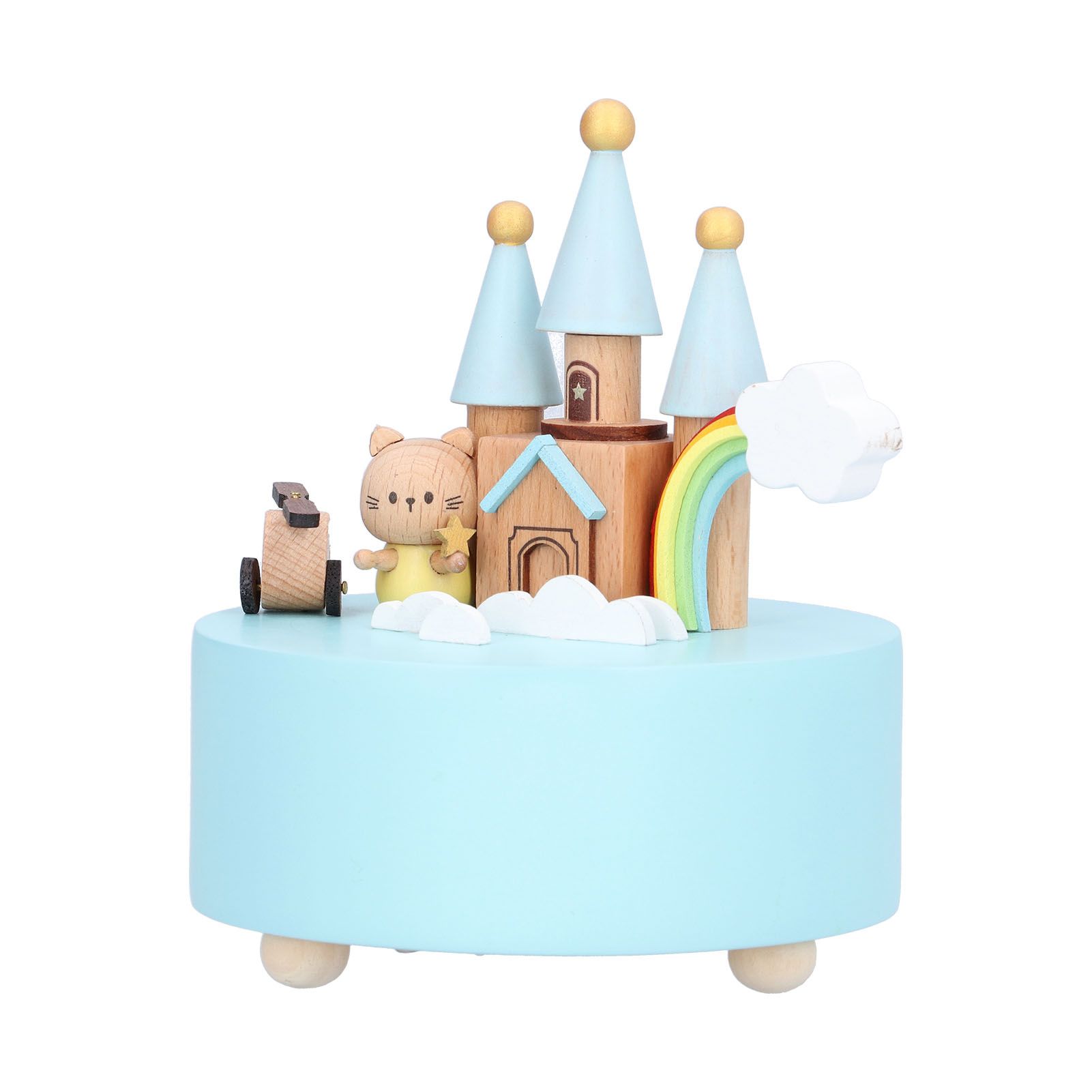 Castle Shaped Music Box Desktop Wooden Craft Ornament for Living Room Bedroom view 2
