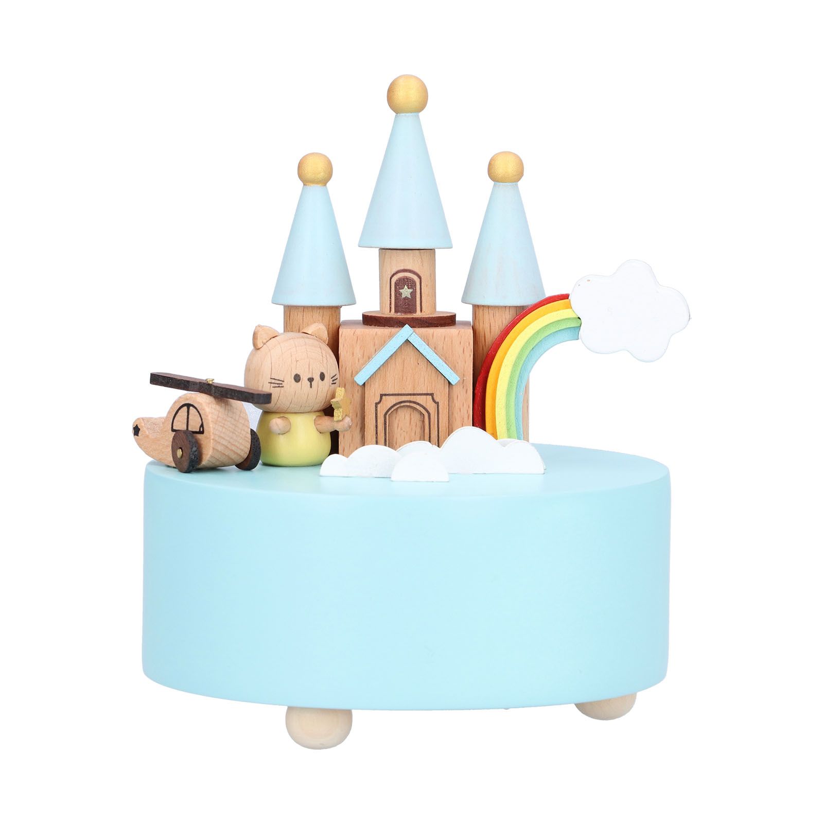 Castle Shaped Music Box Desktop Wooden Craft Ornament for Living Room Bedroom view 5