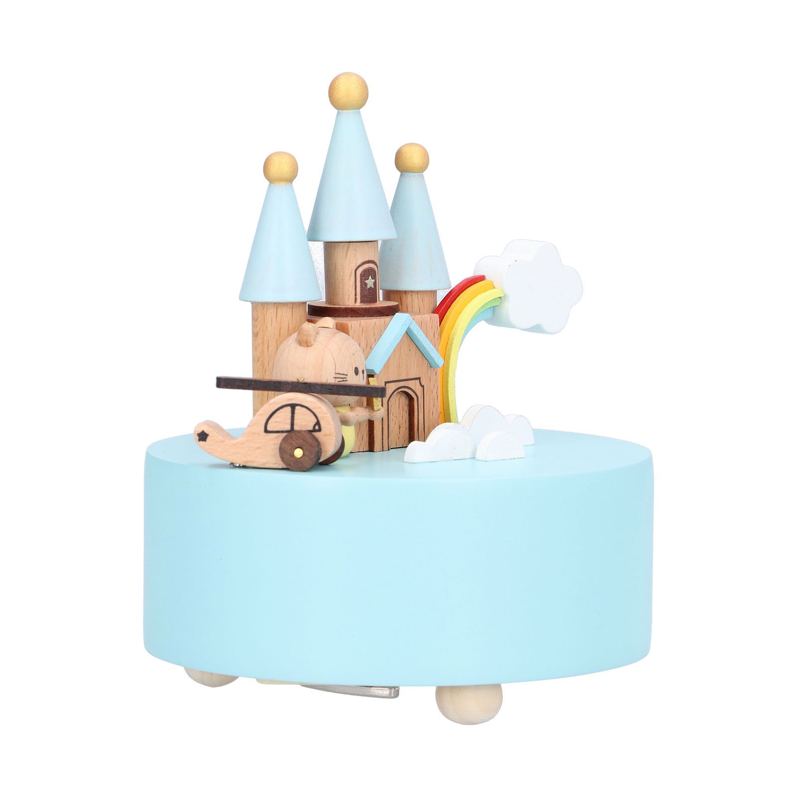 Castle Shaped Music Box Desktop Wooden Craft Ornament for Living Room Bedroom view 6