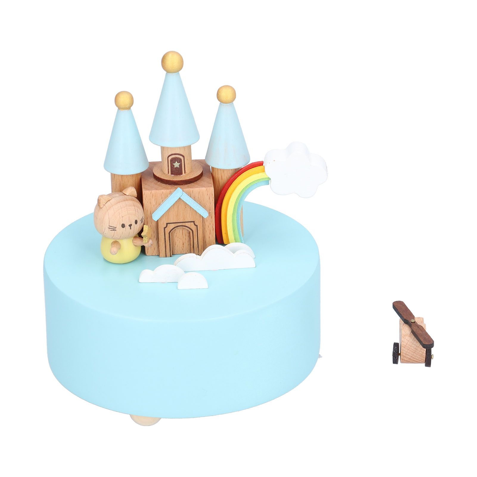 Castle Shaped Music Box Desktop Wooden Craft Ornament for Living Room Bedroom view 7