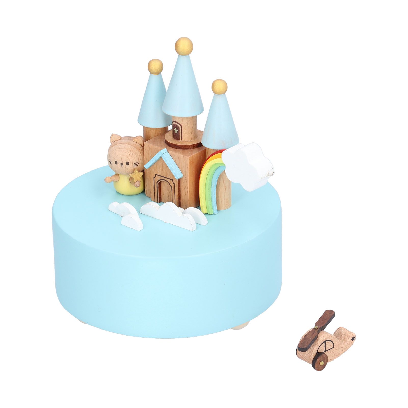 Castle Shaped Music Box Desktop Wooden Craft Ornament for Living Room Bedroom view 8