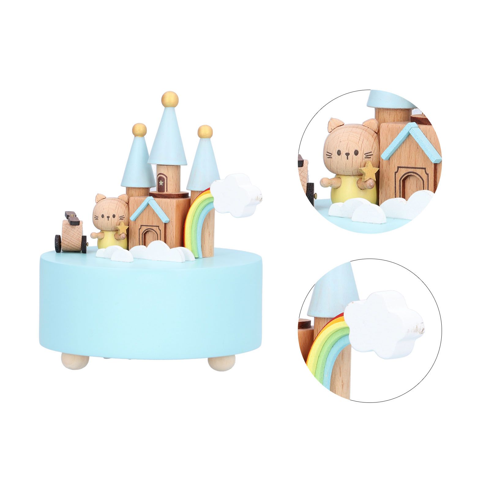 Castle Shaped Music Box Desktop Wooden Craft Ornament for Living Room Bedroom view 9