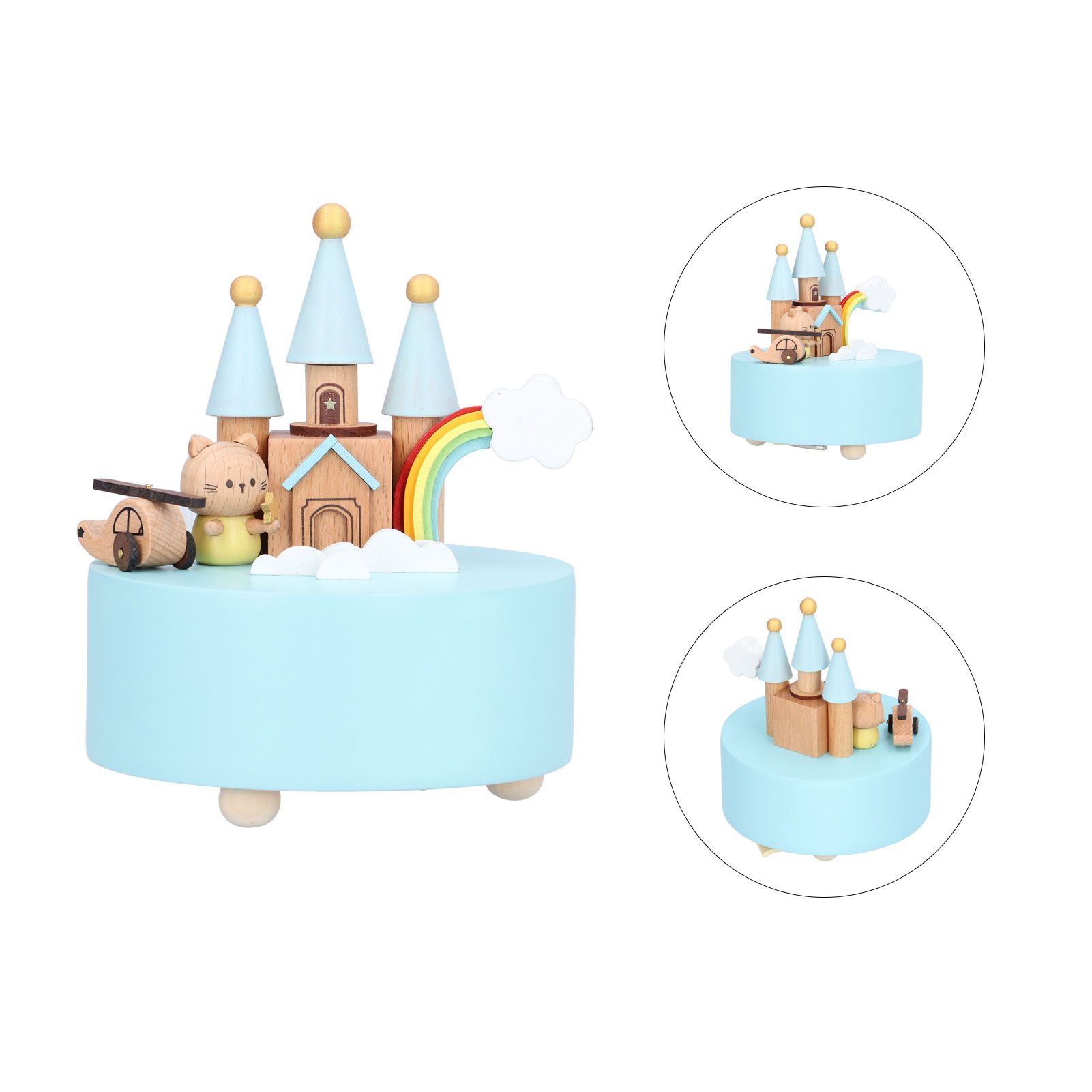 Castle Shaped Music Box Desktop Wooden Craft Ornament for Living Room Bedroom view 10
