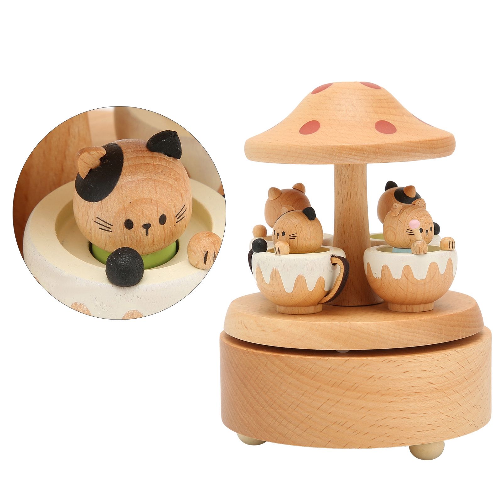 Music Box Cute Cat Decor Home Decoration Valentine's Day Gifts Wooden Crafts view 8