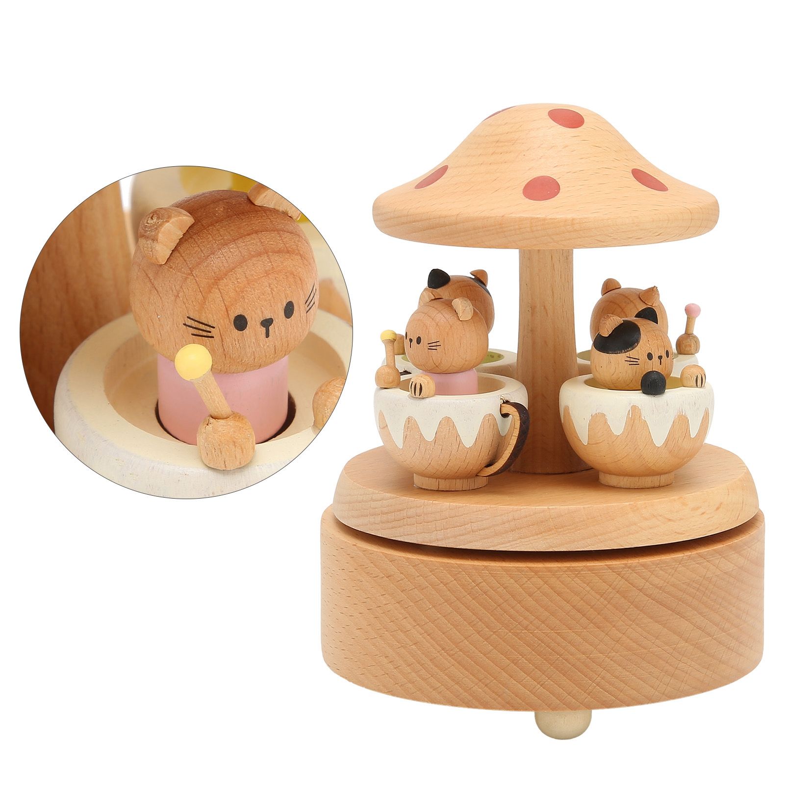 Music Box Cute Cat Decor Home Decoration Valentine's Day Gifts Wooden Crafts view 9