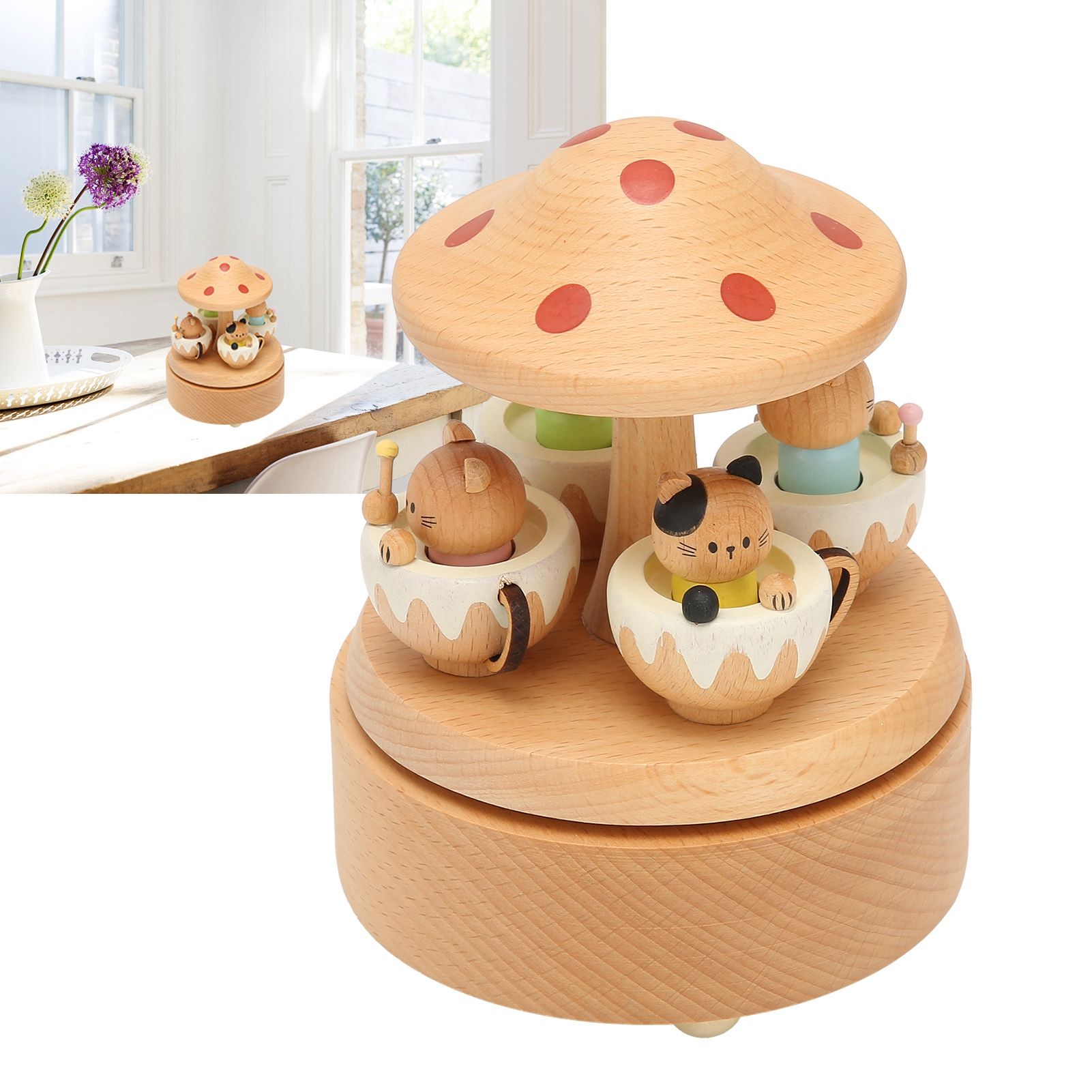 Music Box Cute Cat Decor Home Decoration Valentine's Day Gifts Wooden Crafts view 12