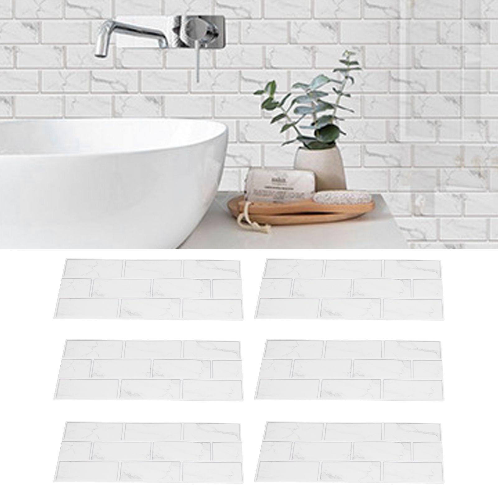6Pcs Innovative Tiles Sticker Brick Pattern Wall Decal Sticker for Home Living view 11