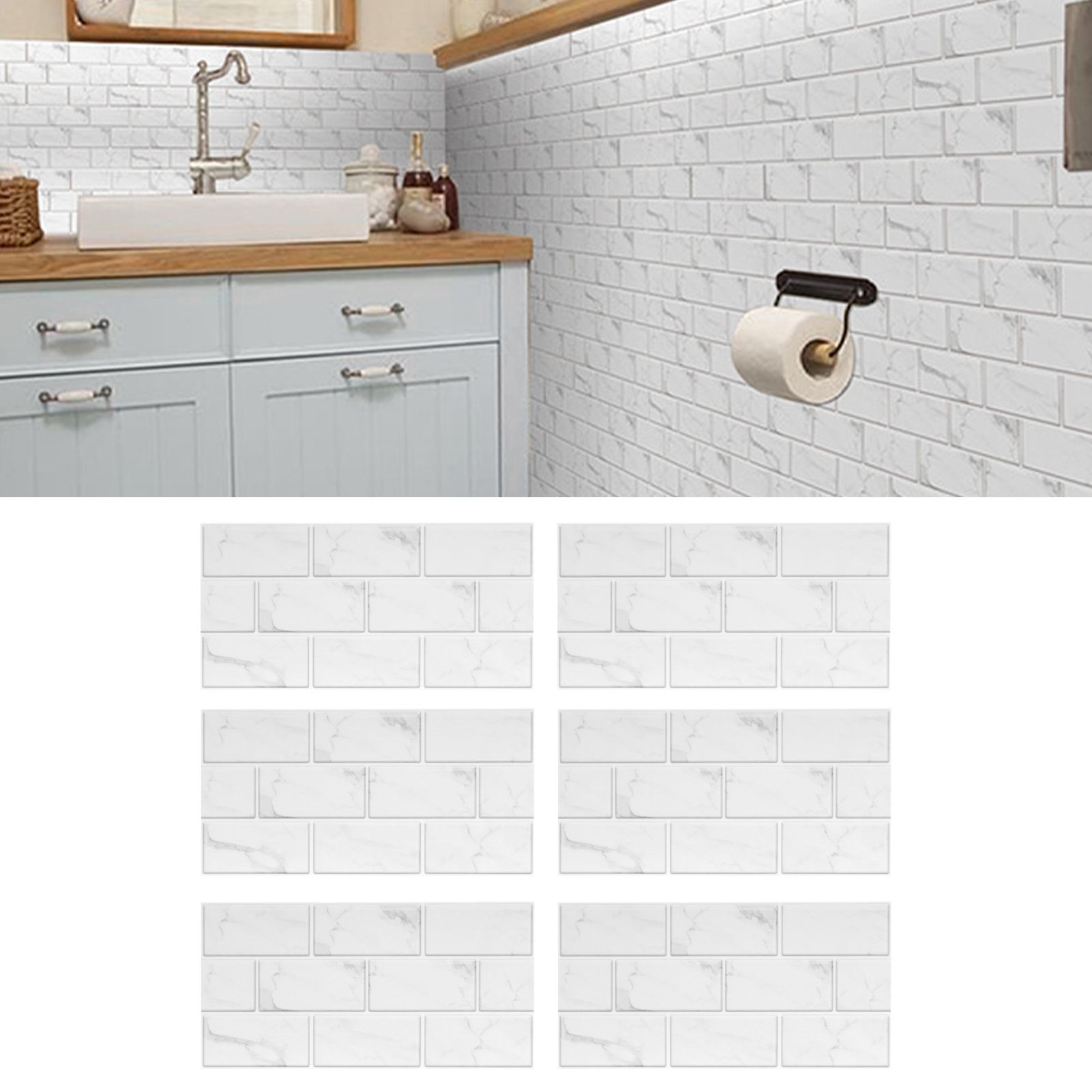 6Pcs Innovative Tiles Sticker Brick Pattern Wall Decal Sticker for Home Living view 12