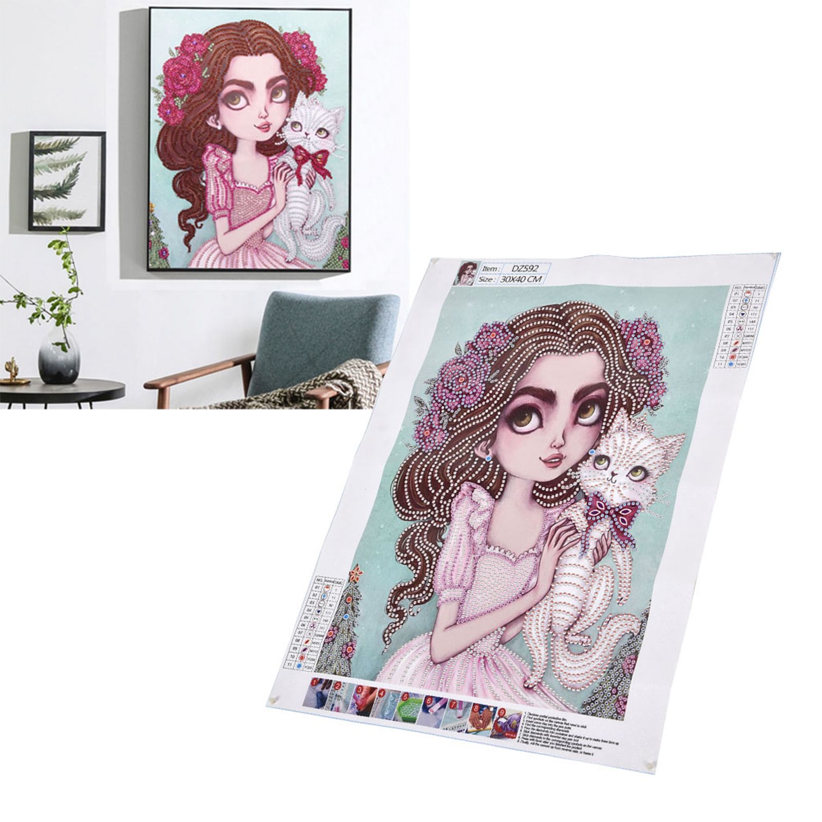 DIY Diamond Painting Beauty Girl Pattern Rhinestones Painting Set Home view 11