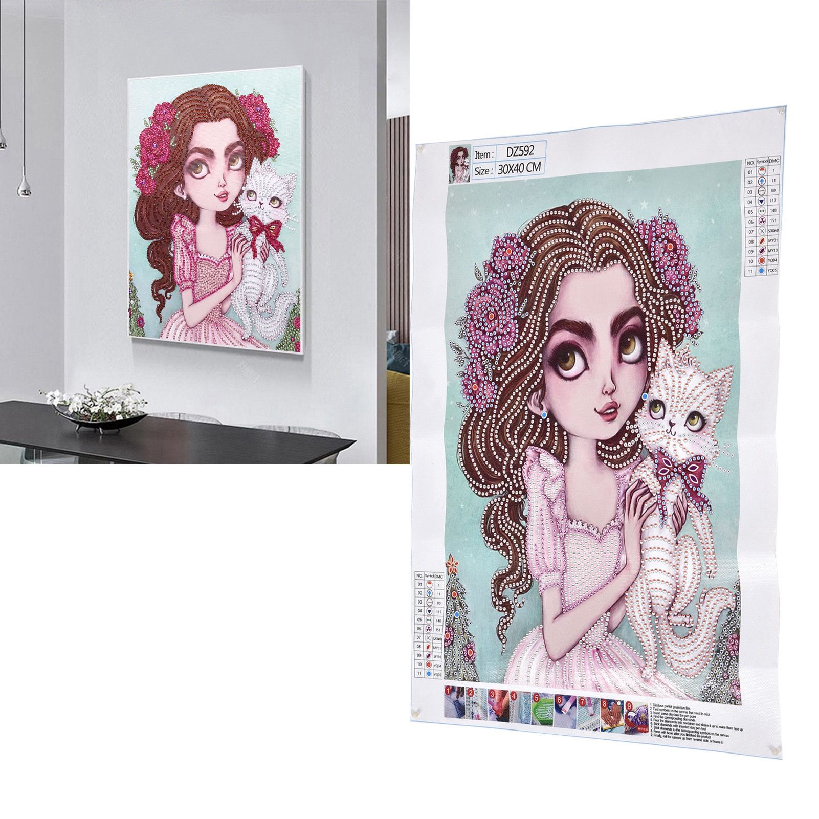 DIY Diamond Painting Beauty Girl Pattern Rhinestones Painting Set Home view 12