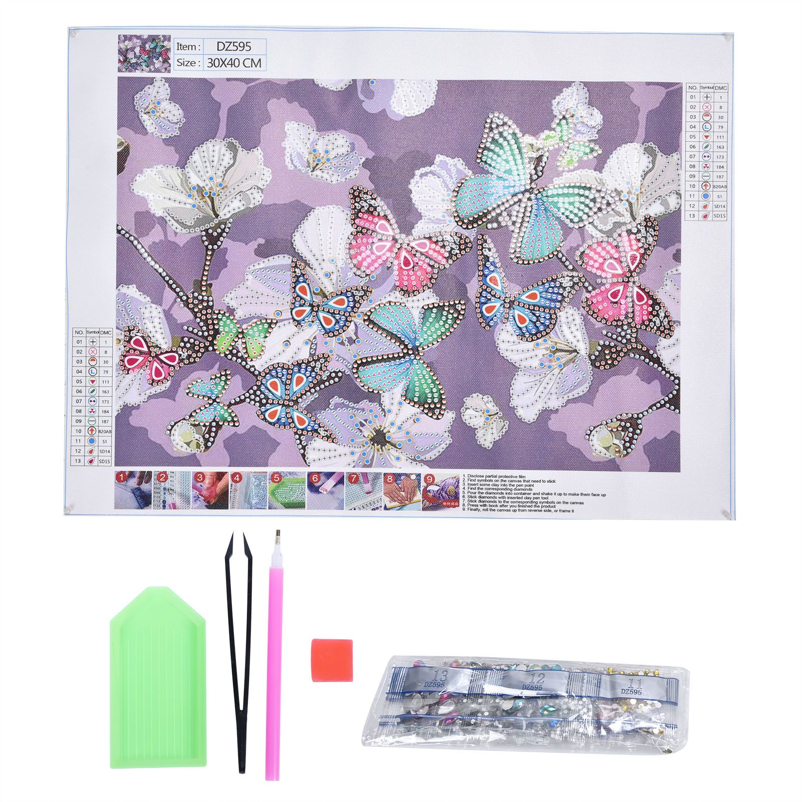 Colorful Butterflies Pattern Diamonds Painting Decorative HandMade Diamonds view 2