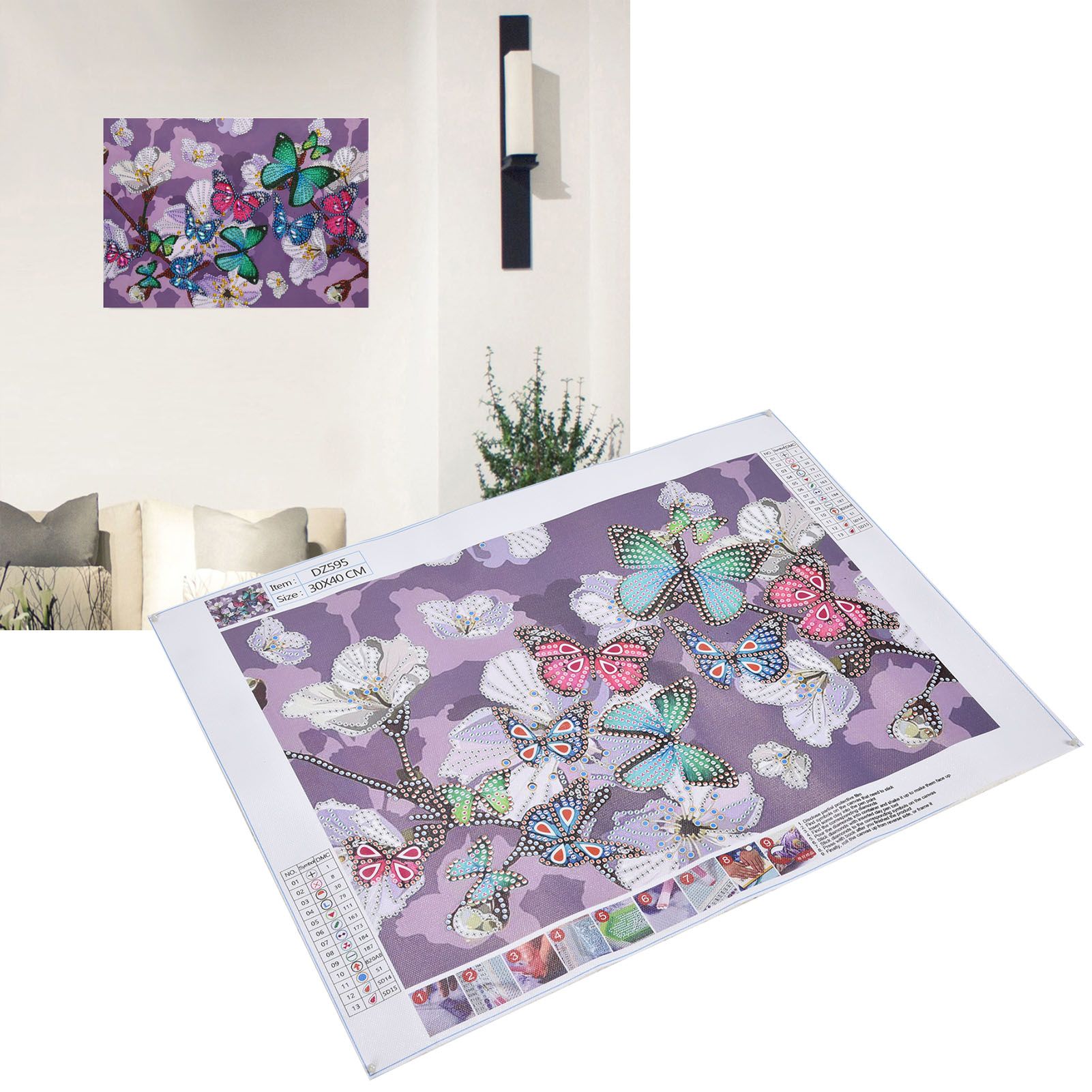 Colorful Butterflies Pattern Diamonds Painting Decorative HandMade Diamonds view 12