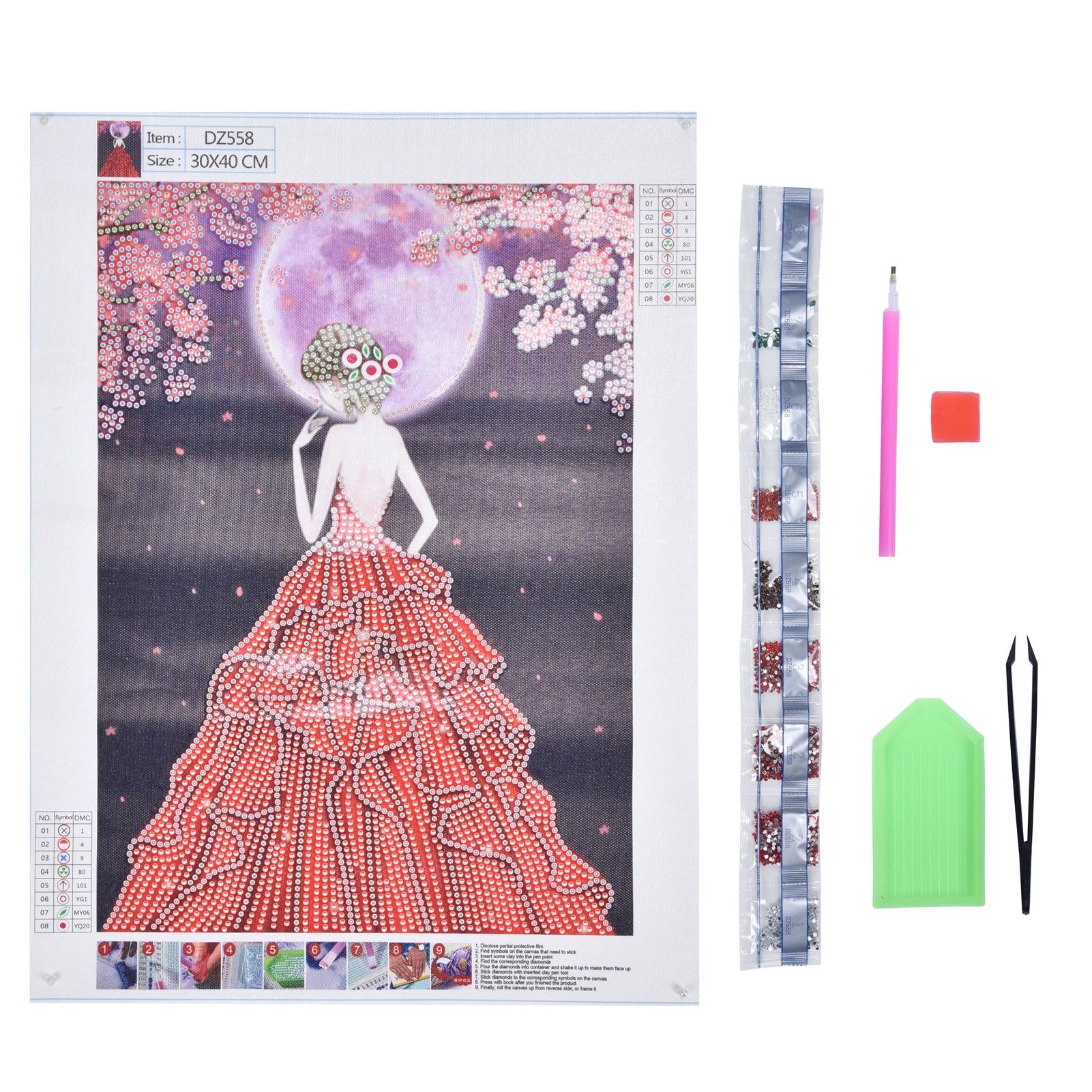 Diamond Painting Kit Beautiful Girl Pattern DIY Diamond Embroidery Interior view 2