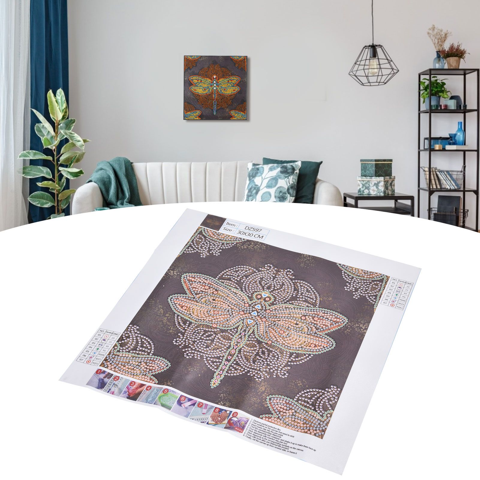 Diamond Painting Kit DIY Dragonfly Pattern Home Living Room Wall Decoration Crafts view 11