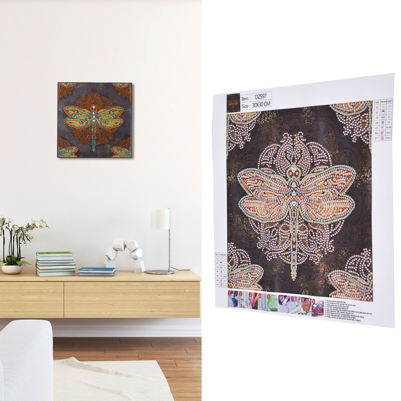 Diamond Painting Kit DIY Dragonfly Pattern Home Living Room Wall Decoration Crafts view 12