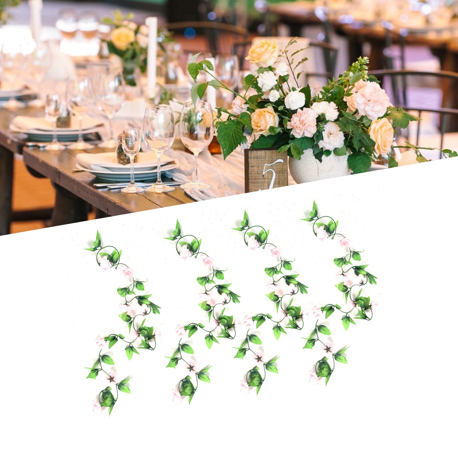 4Strips Artificial Roses Flower DIY Decorating Fake Flower for Wedding Garden view 12