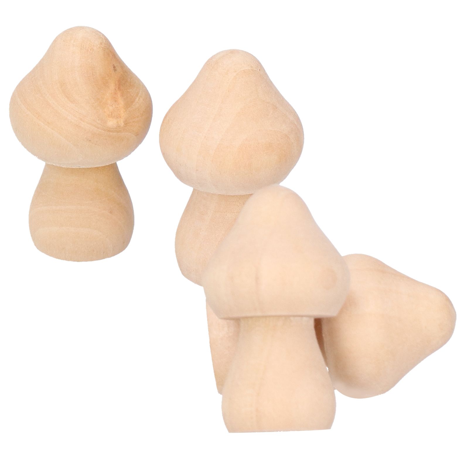 60pcs Wooden Decorations Simple Mushroom Doll Home DIY Painted Children's Toys view 4