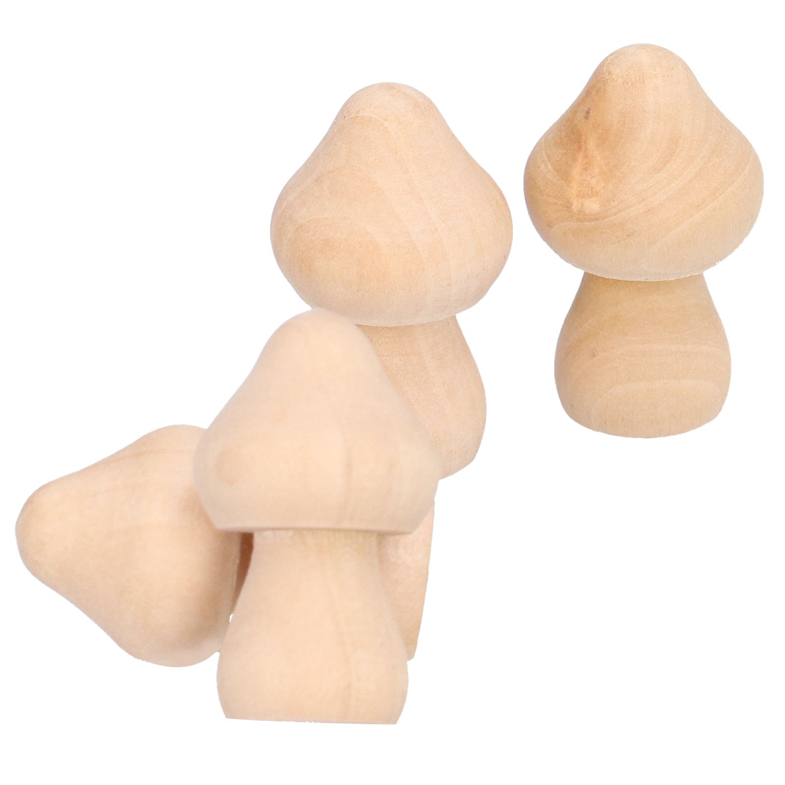 60pcs Wooden Decorations Simple Mushroom Doll Home DIY Painted Children's Toys view 5