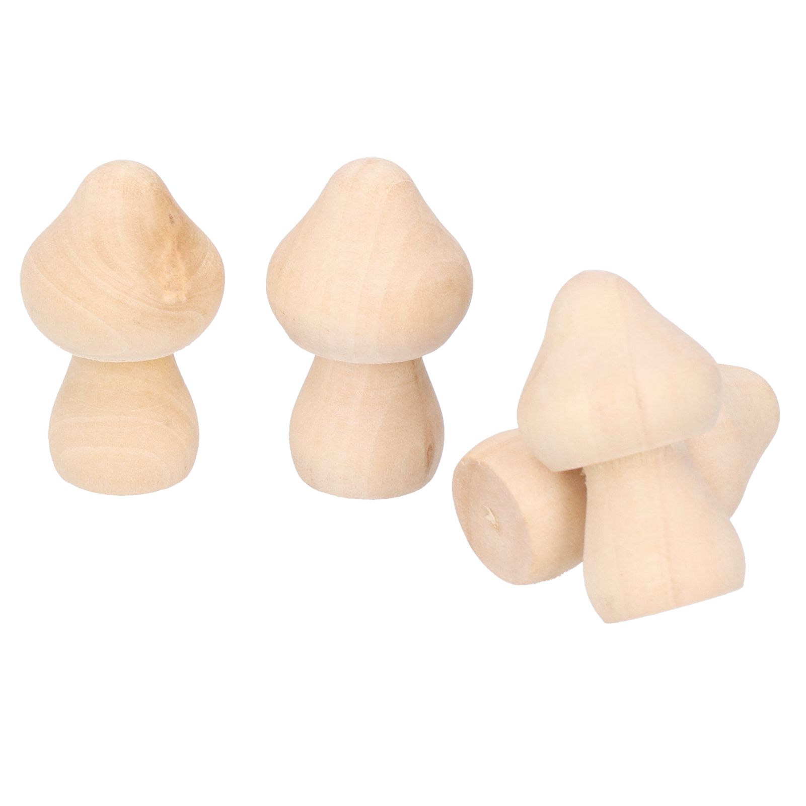 60pcs Wooden Decorations Simple Mushroom Doll Home DIY Painted Children's Toys view 6