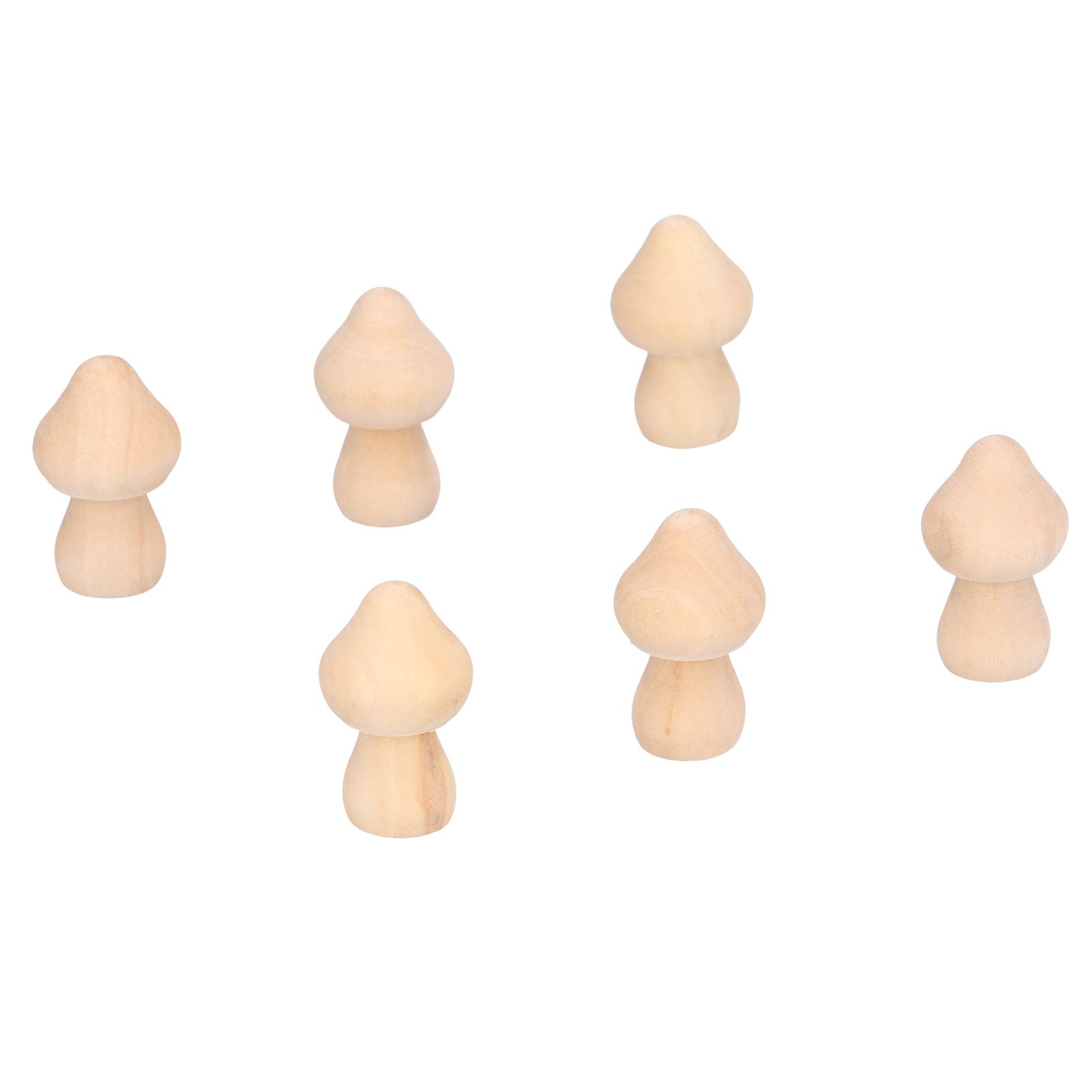 60pcs Wooden Decorations Simple Mushroom Doll Home DIY Painted Children's Toys view 7