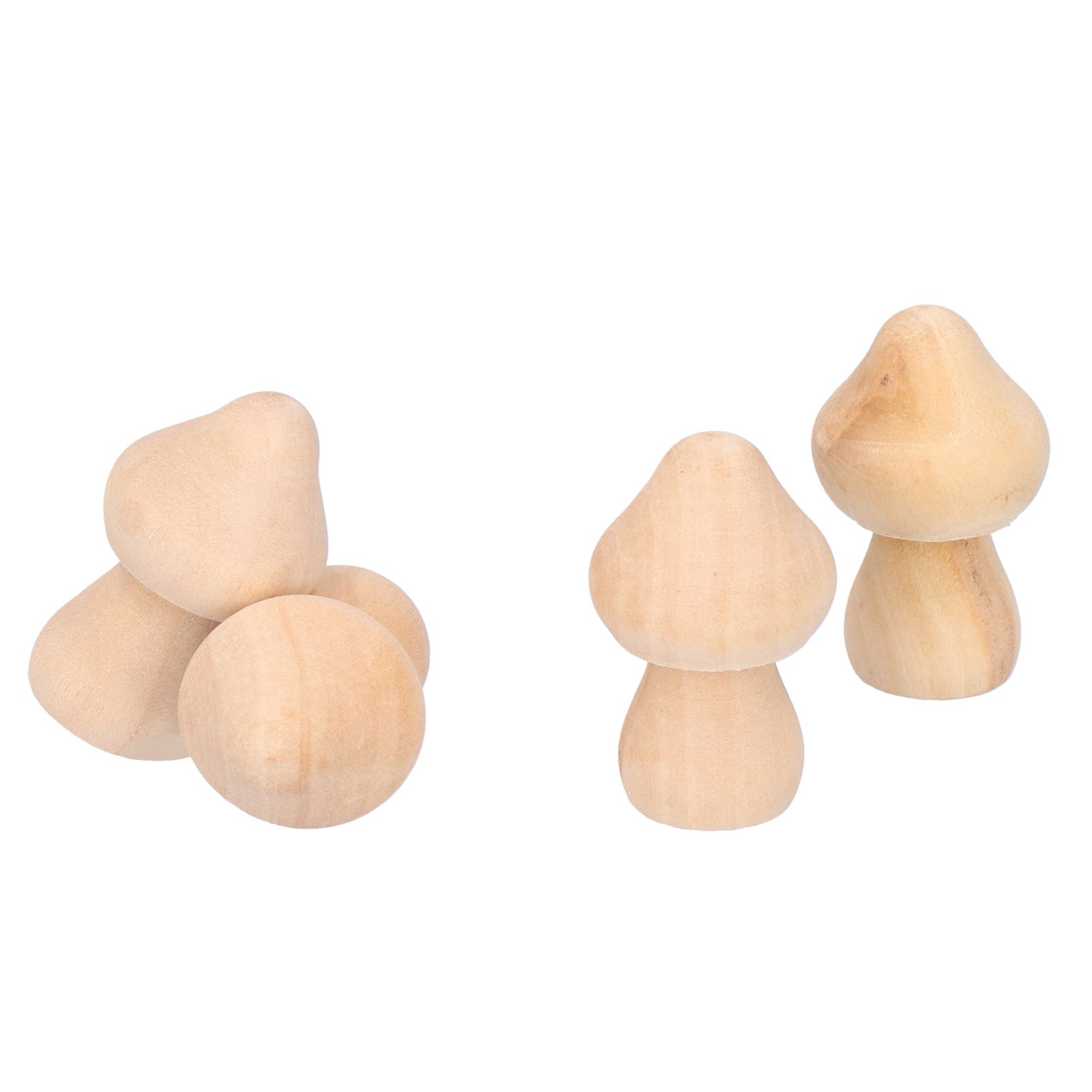 60pcs Wooden Decorations Simple Mushroom Doll Home DIY Painted Children's Toys view 8