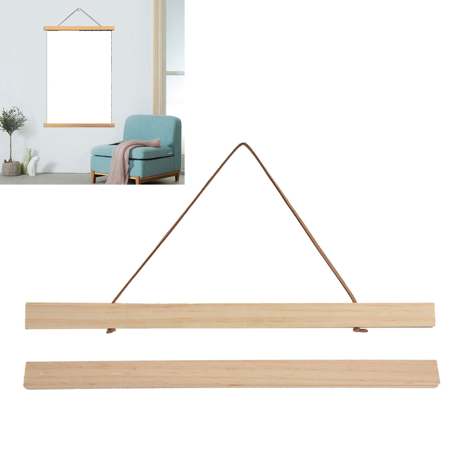 Wooden Poster Hanger DIY Magnetic Hanging Frame for view 11