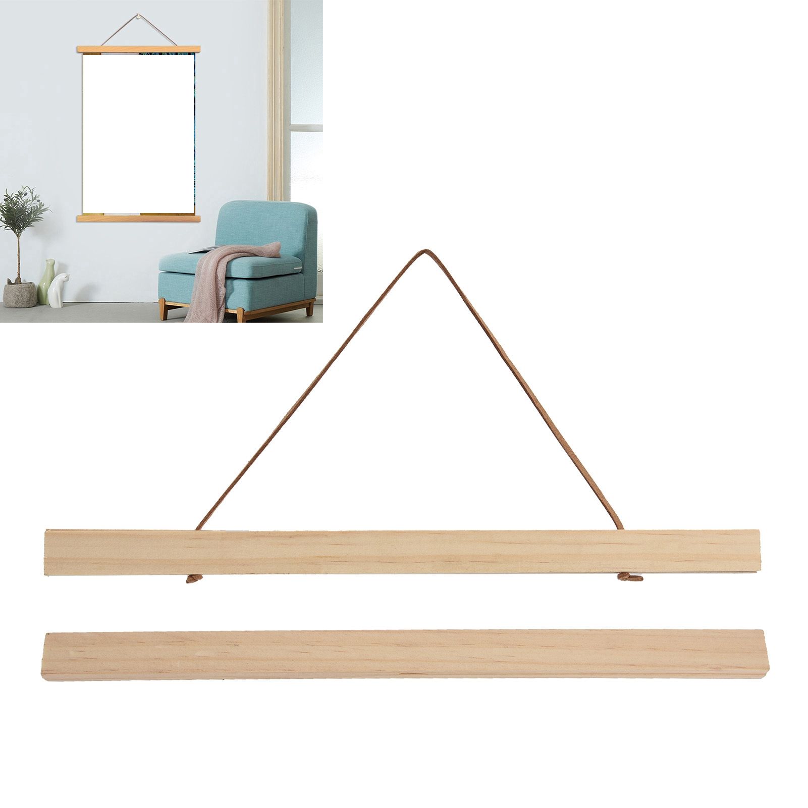 Wooden Poster Hanger DIY Magnetic Hanging Frame for view 11
