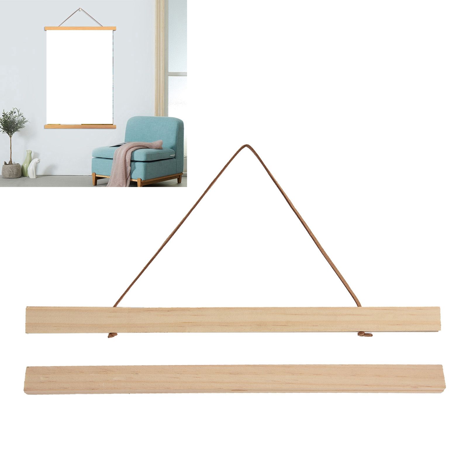 Wooden Poster Hanger DIY Magnetic Hanging Frame for view 11