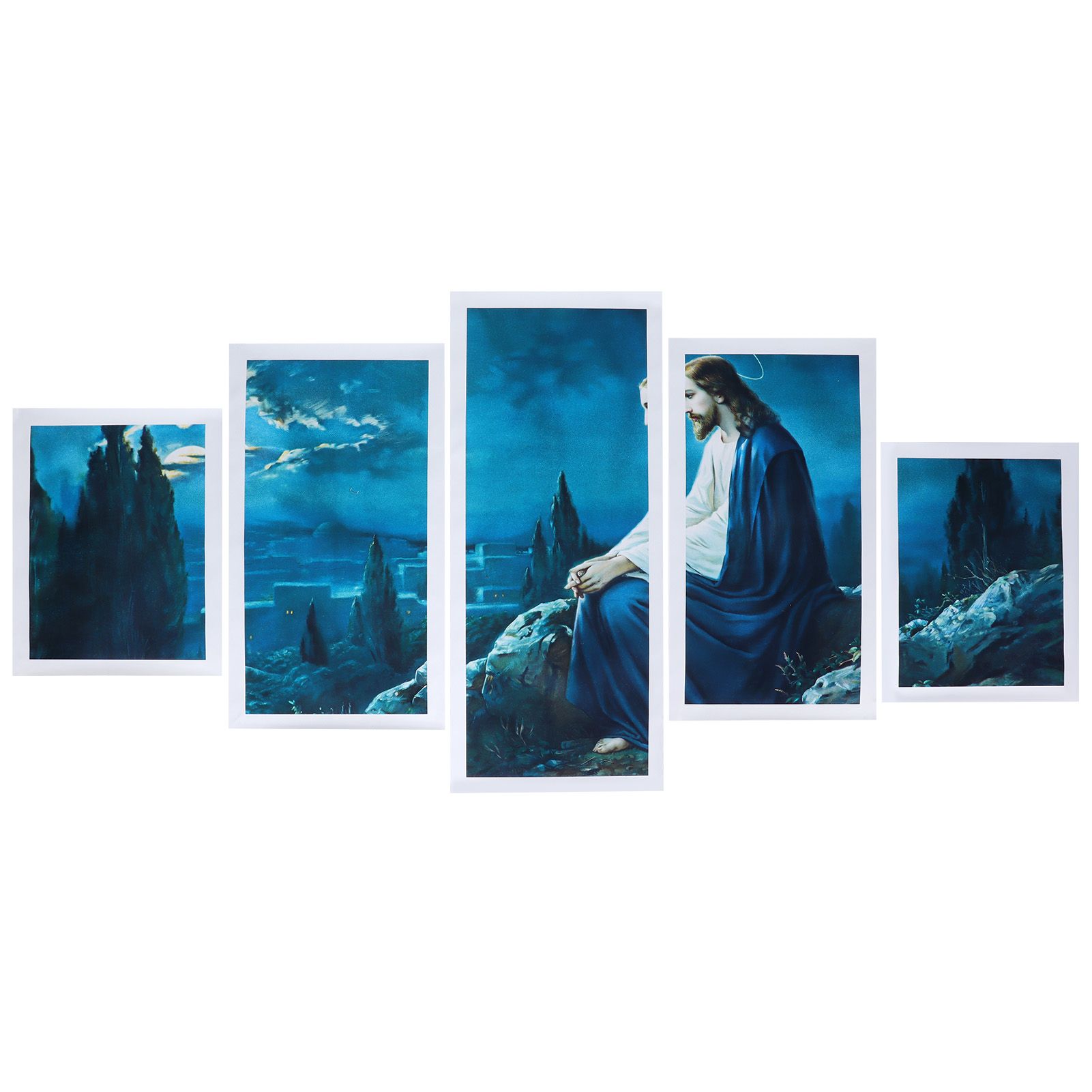 5Pcs Frameless Art Paintings Jesus Wall Hanging Painting Picture Artwork Home view 2