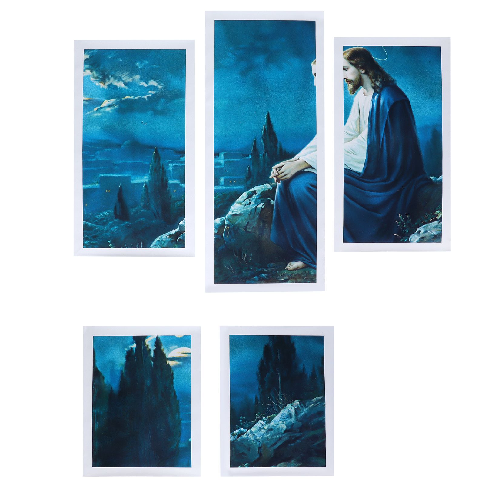 5Pcs Frameless Art Paintings Jesus Wall Hanging Painting Picture Artwork Home view 8