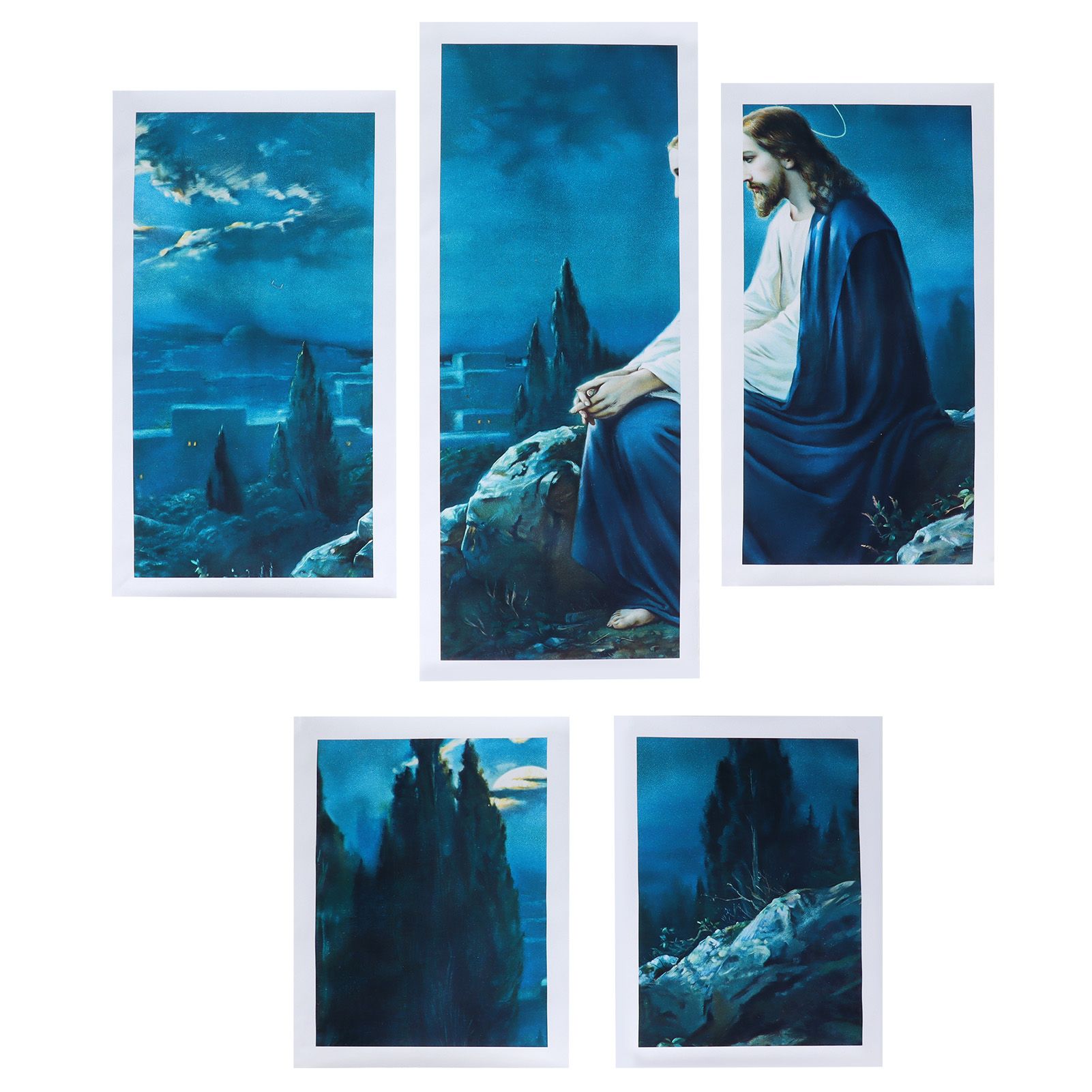 5Pcs Frameless Art Paintings Jesus Wall Hanging Painting Picture Artwork Home view 9