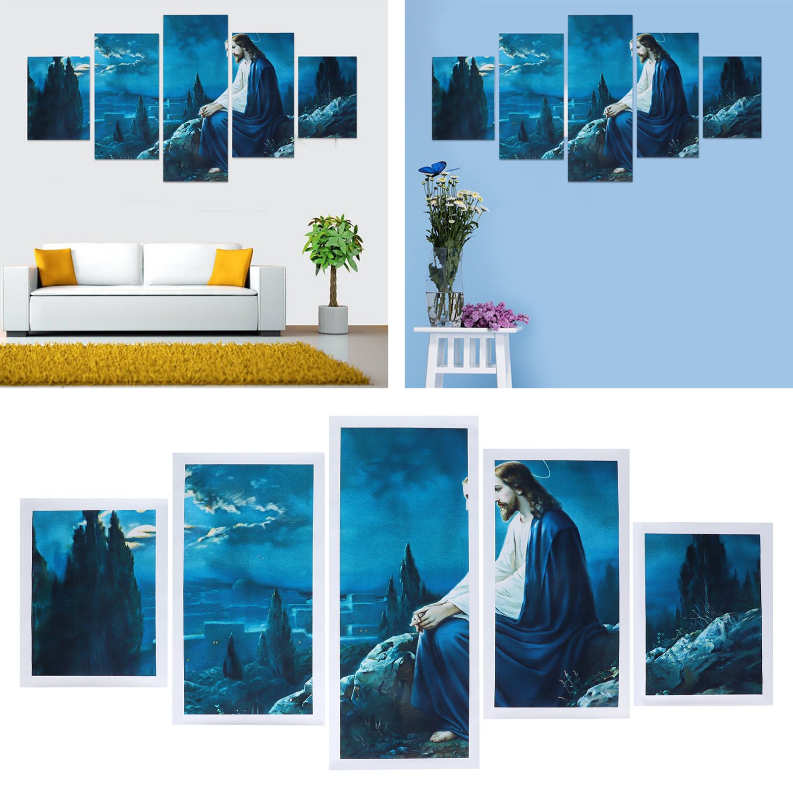 5Pcs Frameless Art Paintings Jesus Wall Hanging Painting Picture Artwork Home view 12
