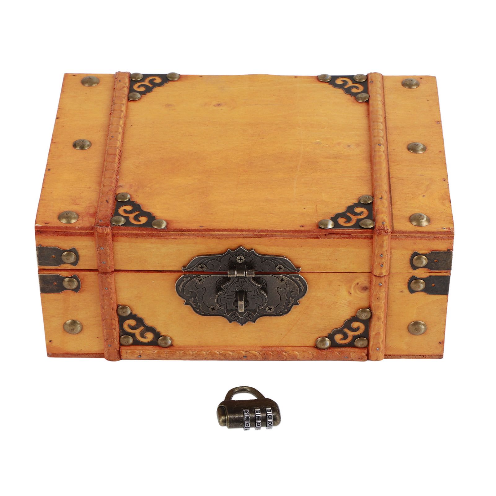 Wooden Box Antique Jewelry Storage Box Case Scene Props Dressing Table Home view 2