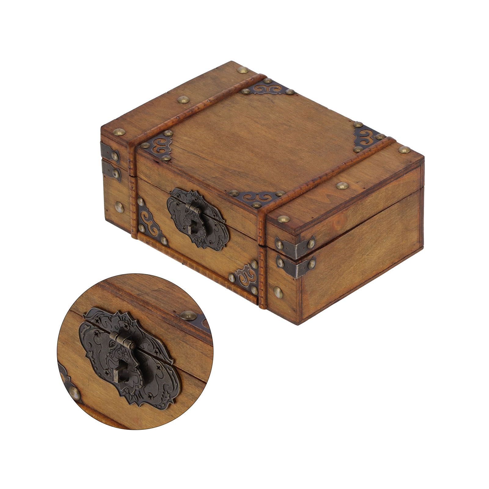 Wooden Box Antique Jewelry Storage Box Case Scene Props Dressing Table Home view 10