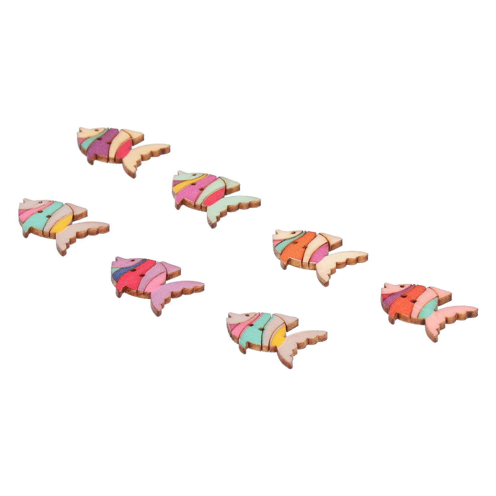 50pcs Wooden Buttons Cartoon Cute Fish Pattern Button Decoration Children's view 3