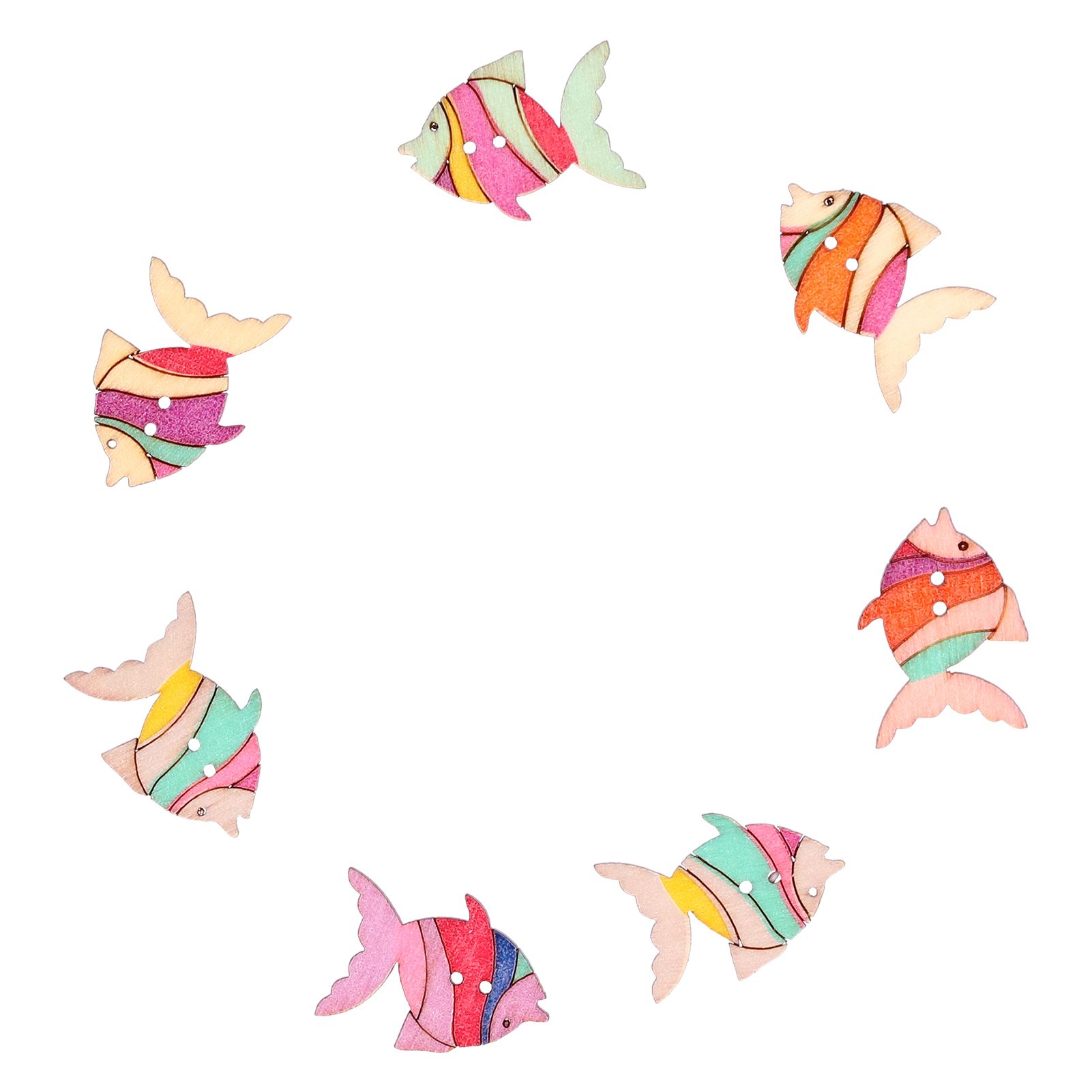 50pcs Wooden Buttons Cartoon Cute Fish Pattern Button Decoration Children's view 4