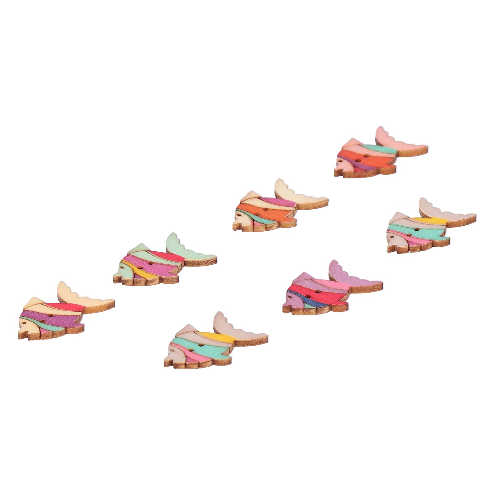 50pcs Wooden Buttons Cartoon Cute Fish Pattern Button Decoration Children's view 7