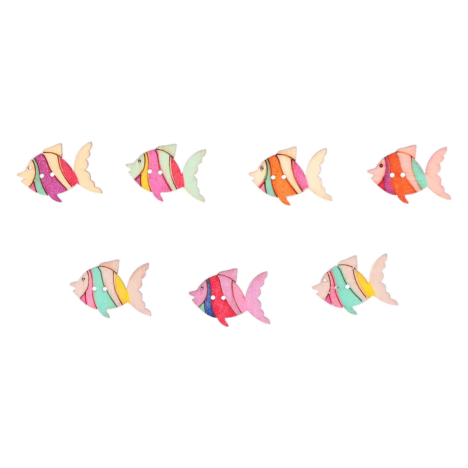 50pcs Wooden Buttons Cartoon Cute Fish Pattern Button Decoration Children's view 8