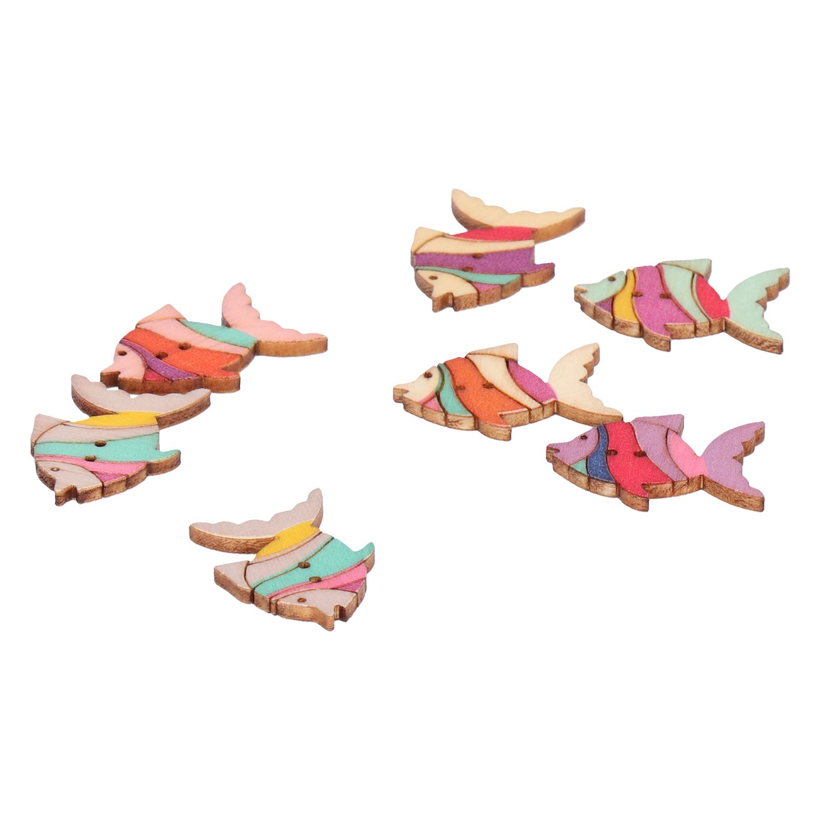 50pcs Wooden Buttons Cartoon Cute Fish Pattern Button Decoration Children's view 9