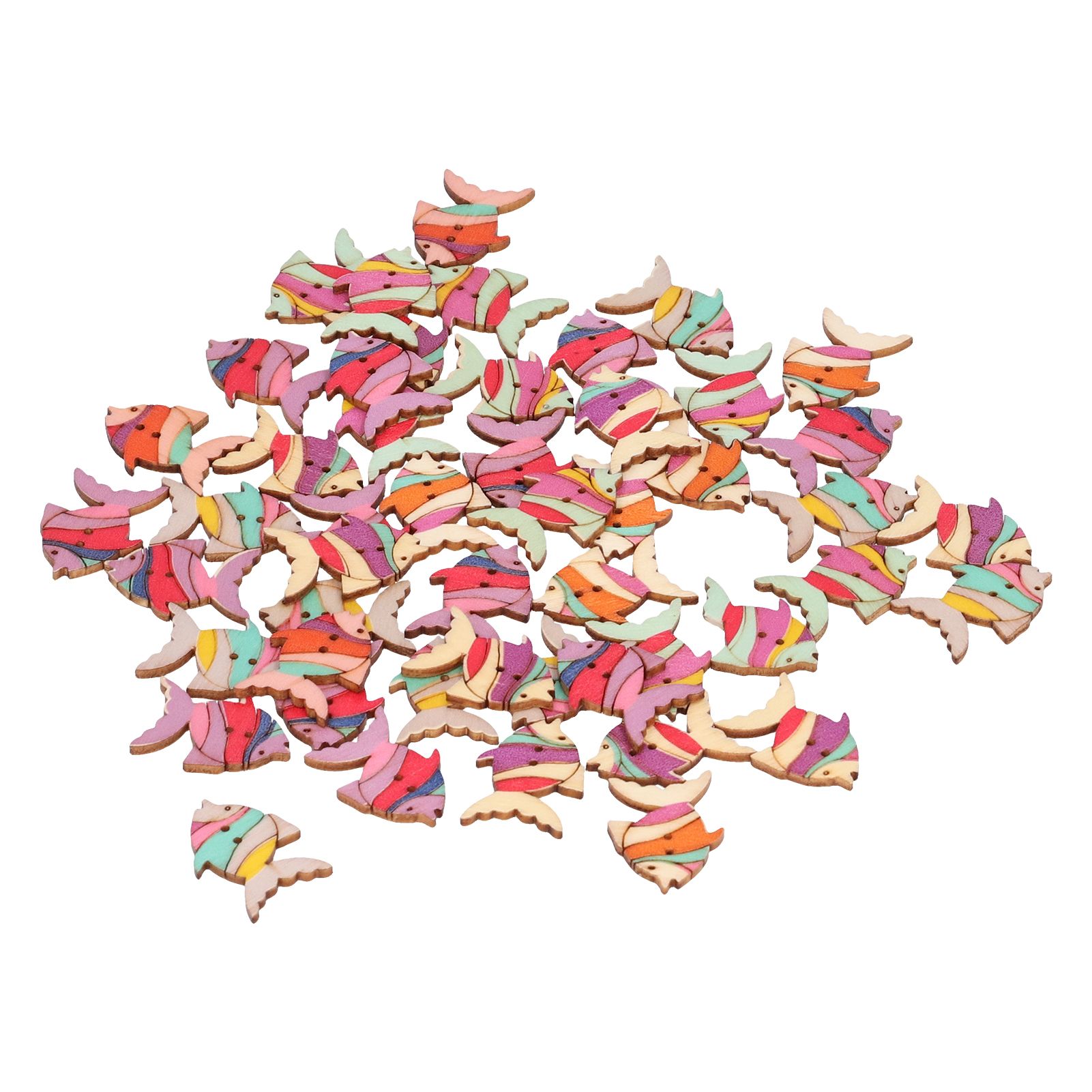 50pcs Wooden Buttons Cartoon Cute Fish Pattern Button Decoration Children's view 10