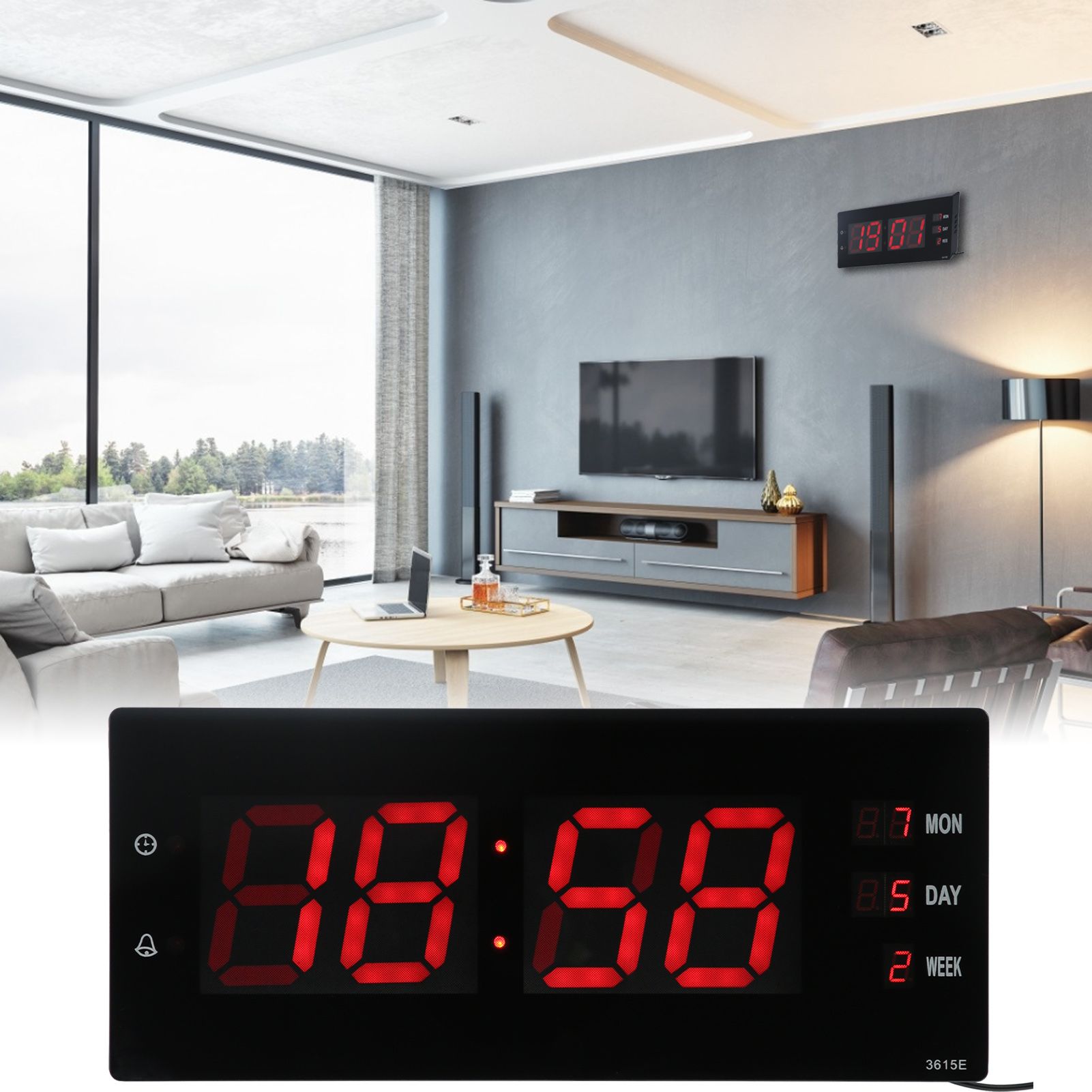 Electronic Digital Wall Clock Night Lights Temperature Calendar Clock for Home view 12